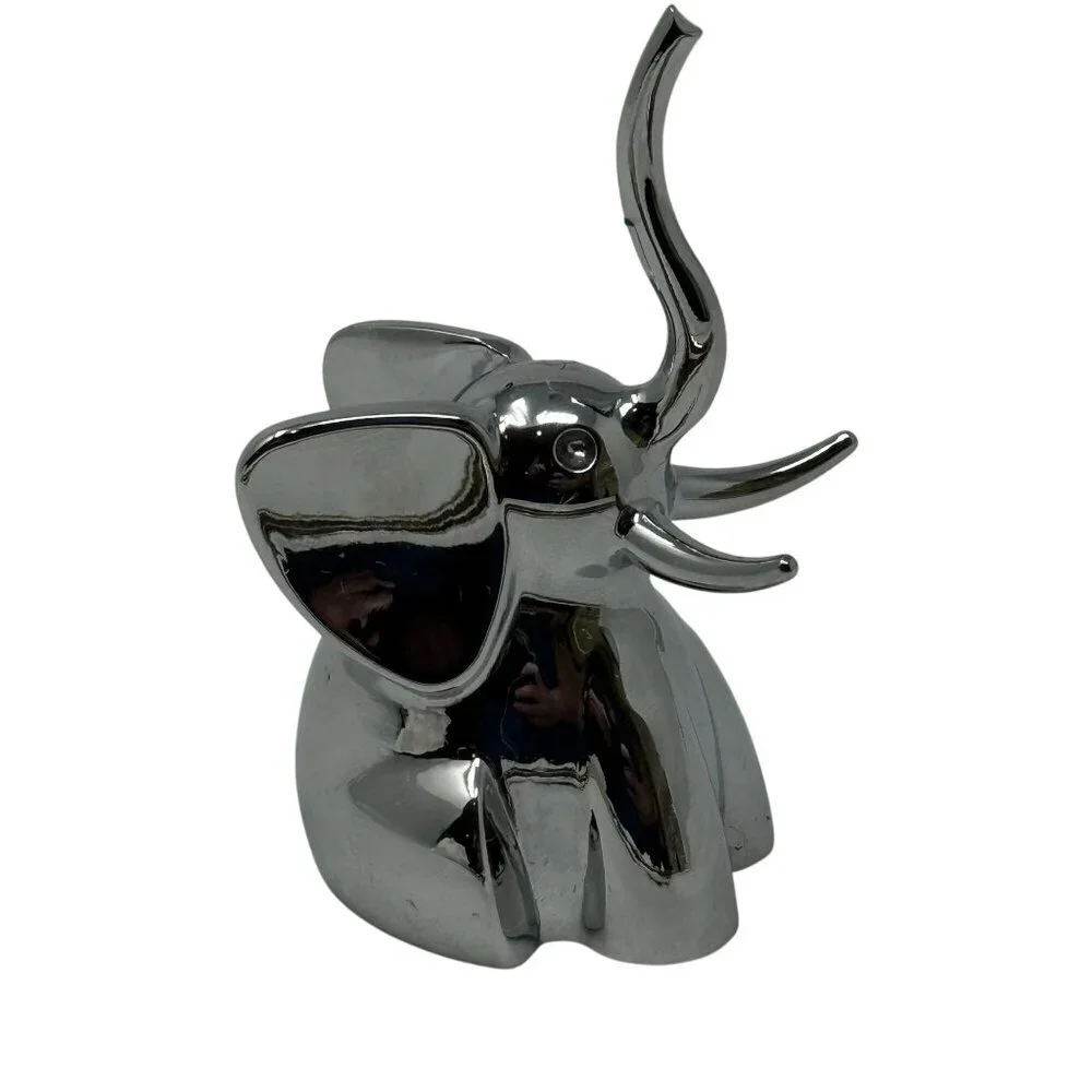 Umbra Chrome Elephant Ring Holder Figurine Jewelry Organizer Trunk Up